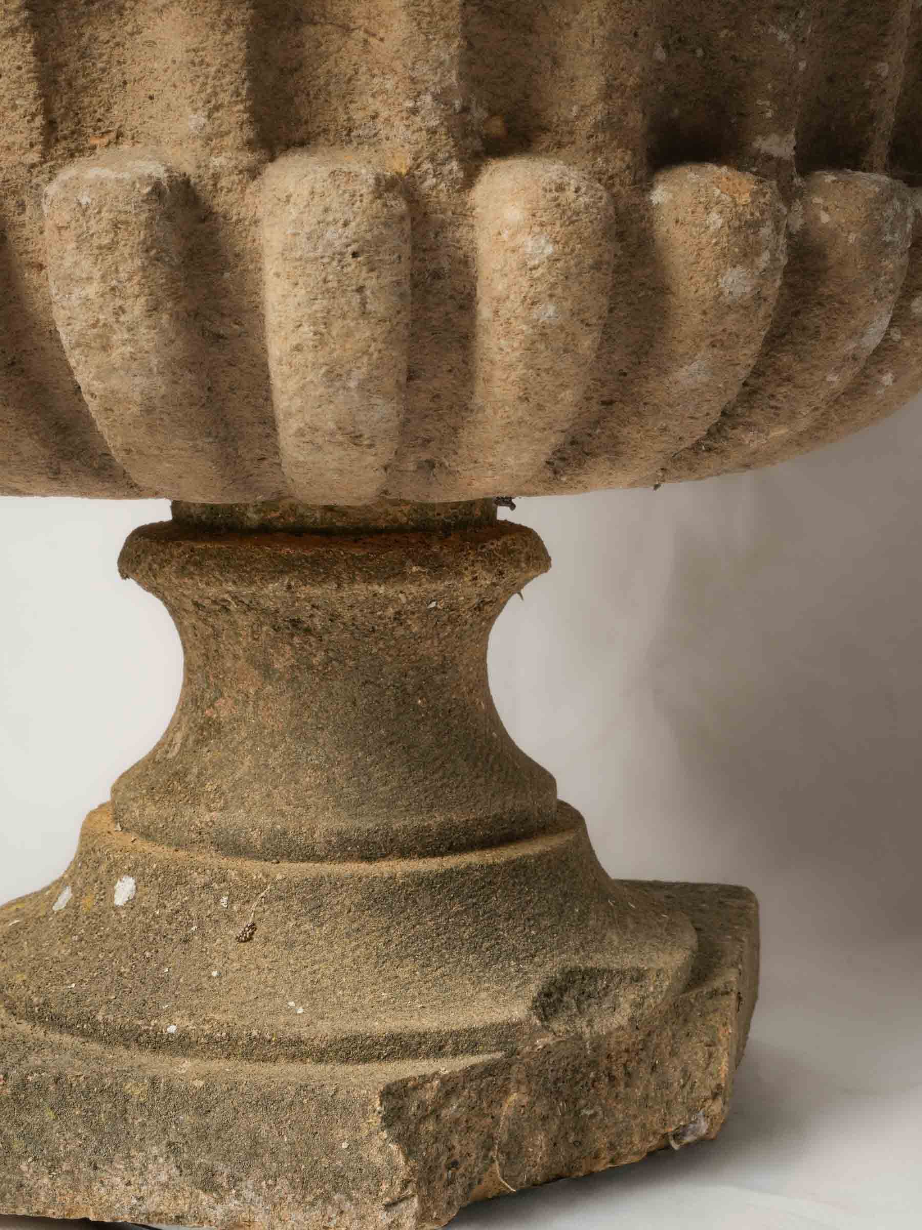 Rustic Weathered Stone Garden Urns
