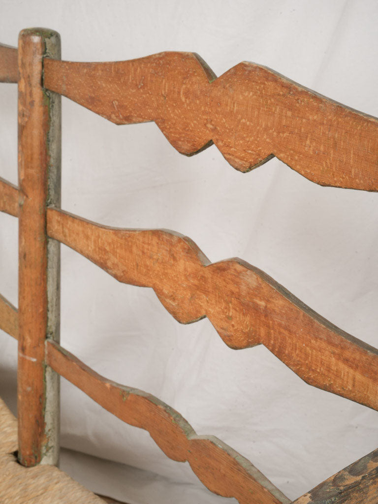 19th Century Ladderback Rush Seat Bench From Provence