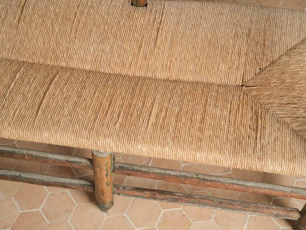 19th Century Ladderback Rush Seat Bench From Provence