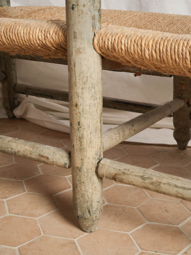 19th Century Ladderback Rush Seat Bench From Provence
