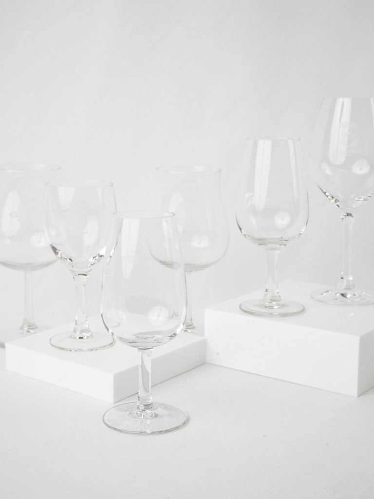 Vintage French wine glasses collection