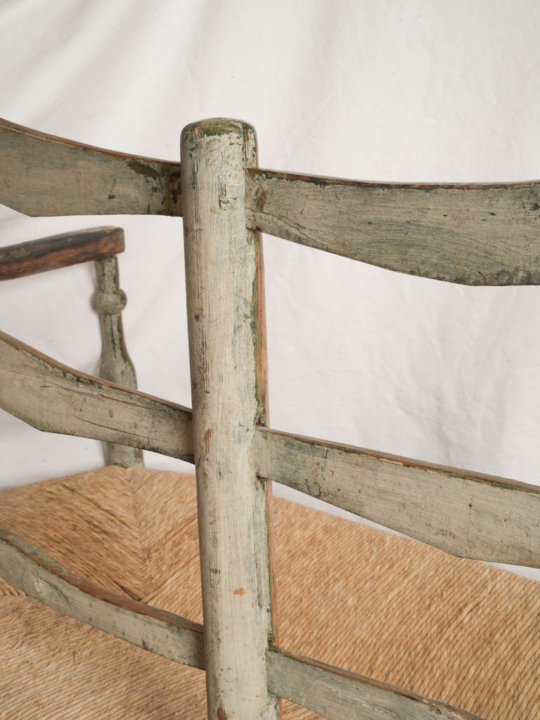 19th Century Ladderback Rush Seat Bench From Provence