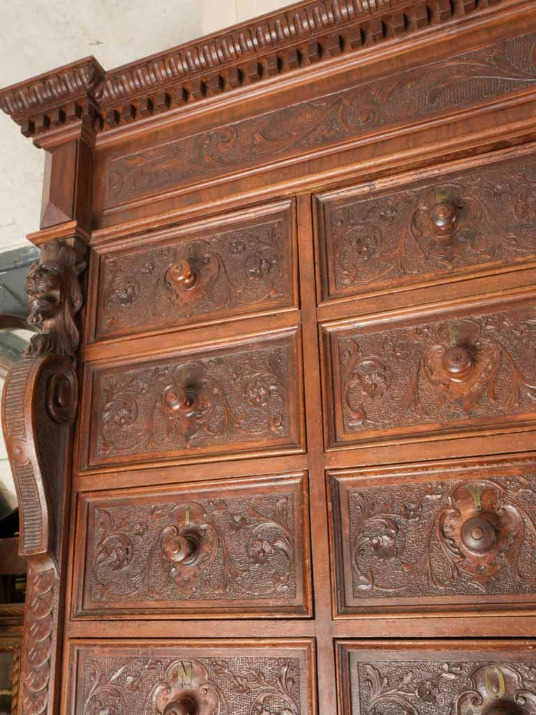 Striking Late 19th Century Italian Carved Sorting Cabinet - 82¾"