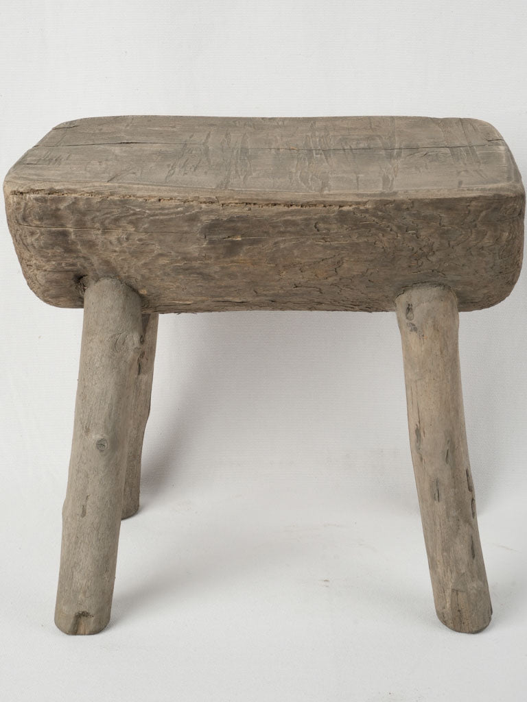 Distressed salvaged wood log accent table