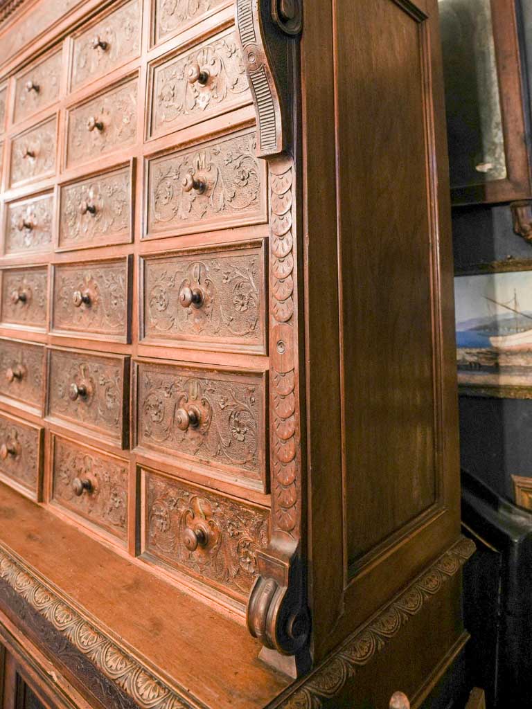 Striking Late 19th Century Italian Carved Sorting Cabinet - 82¾"