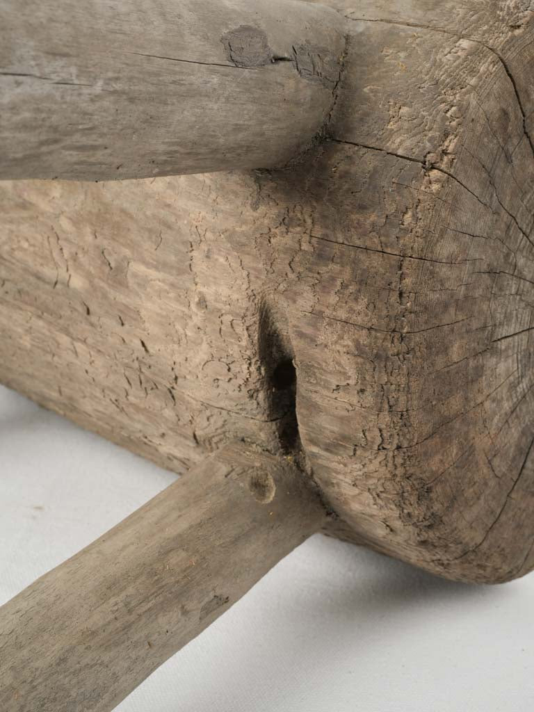 Unique salvaged driftwood half log display table