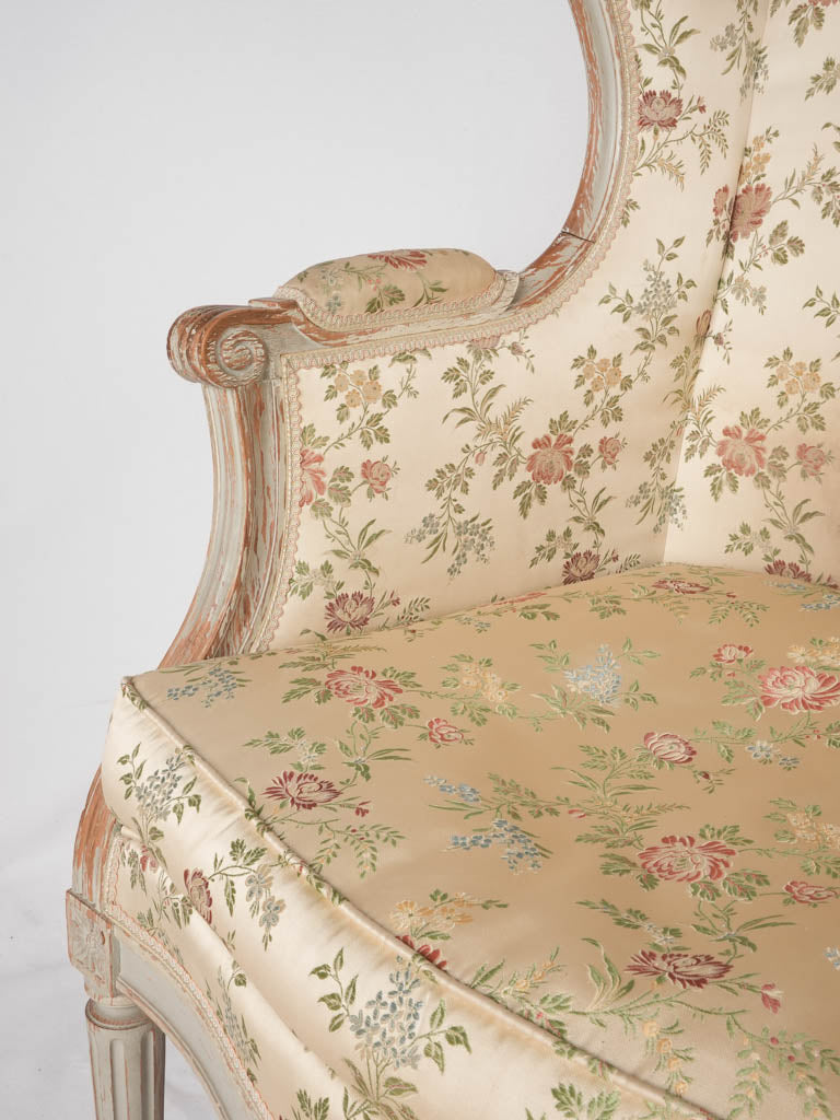 Antique floral silk French conversation piece