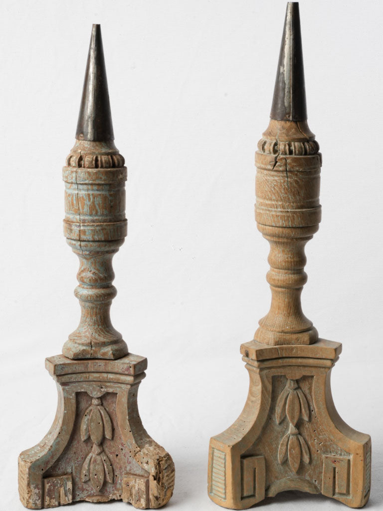 Elegant carved wood candlestick