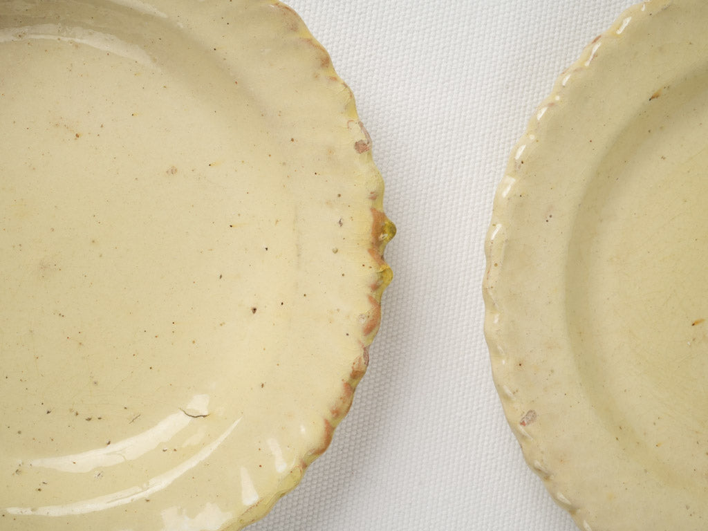 Crafted, traditional, rippled-edge pottery set