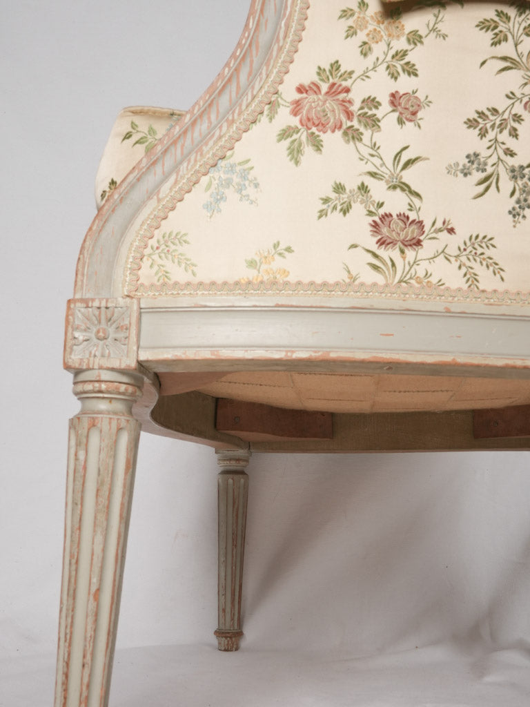 Rare, French wingback silk upholstered chair