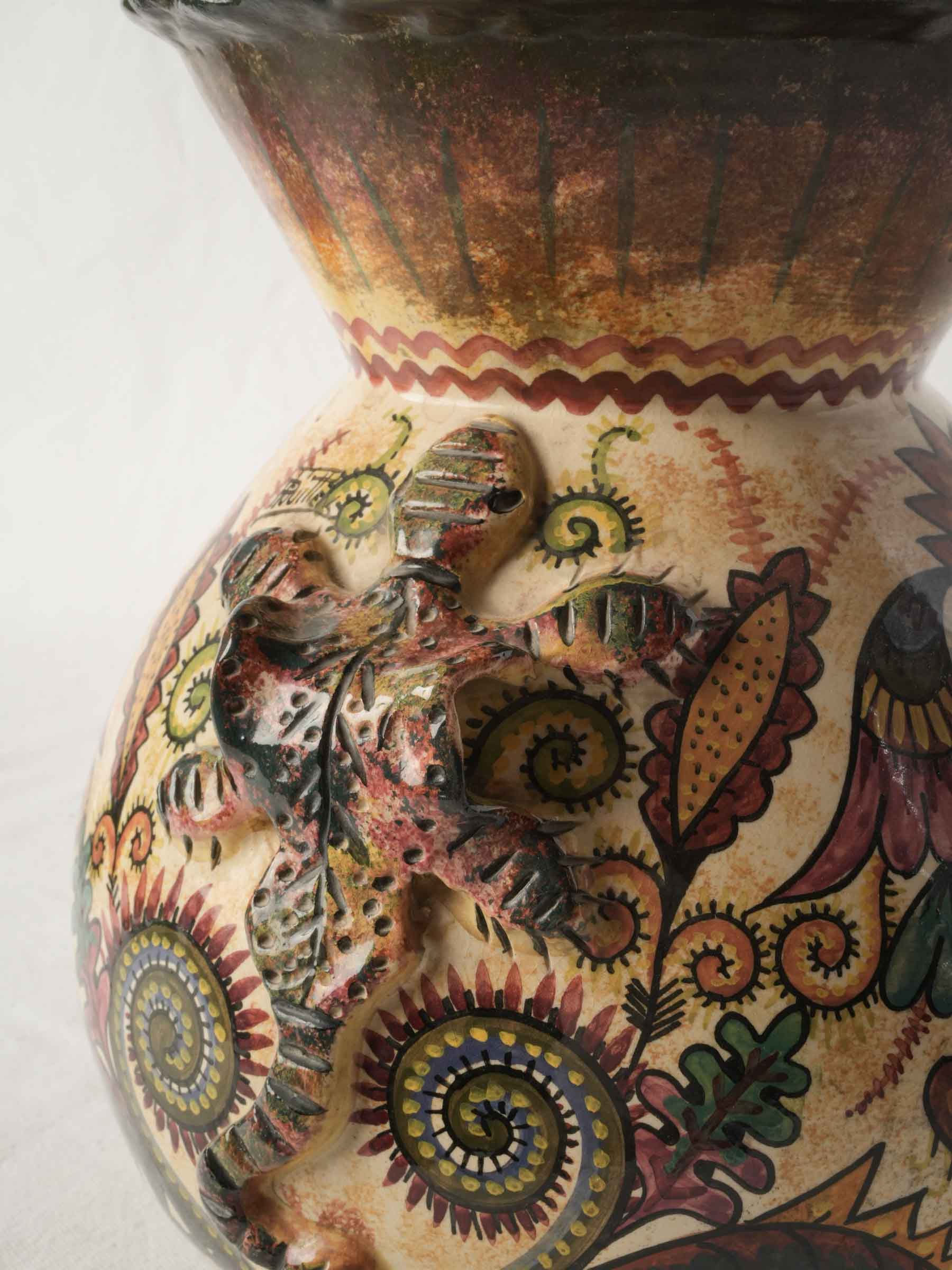 Hand-Painted Quimper Faience Vase by Paul Fouillen, Mid-20th Century - 12¼"