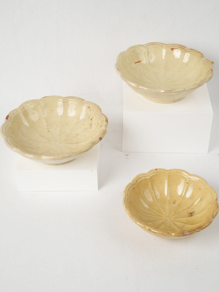 Nineteenth-century, Artisan, Glazed Bowl Trio