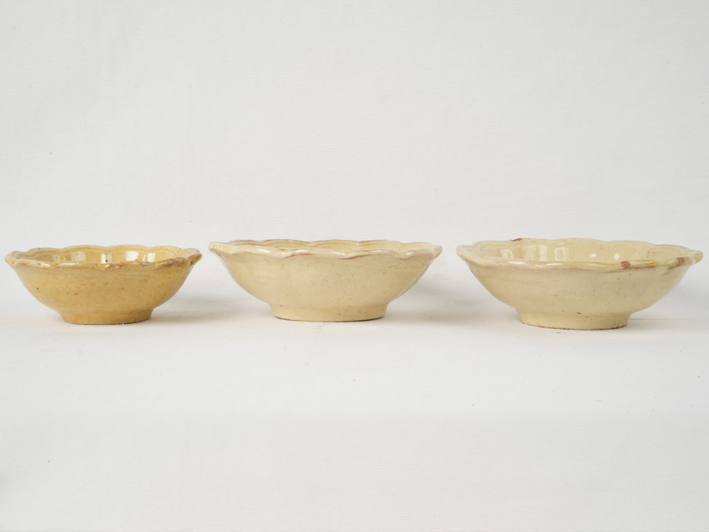 Antique, French-made, Flower-themed Pottery Trio