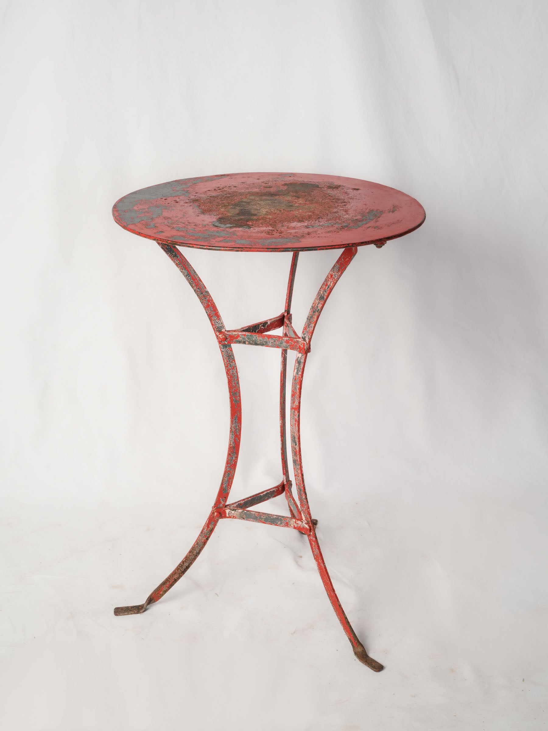 Vintage red metal pedestal table