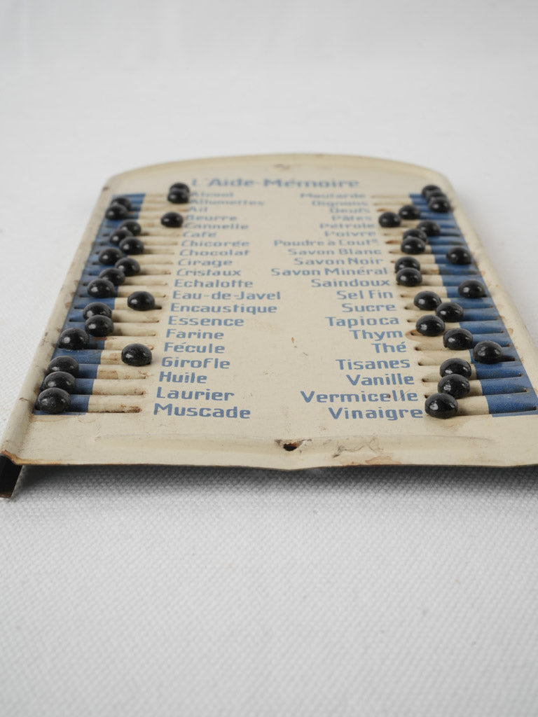 Antique grocery list organizer