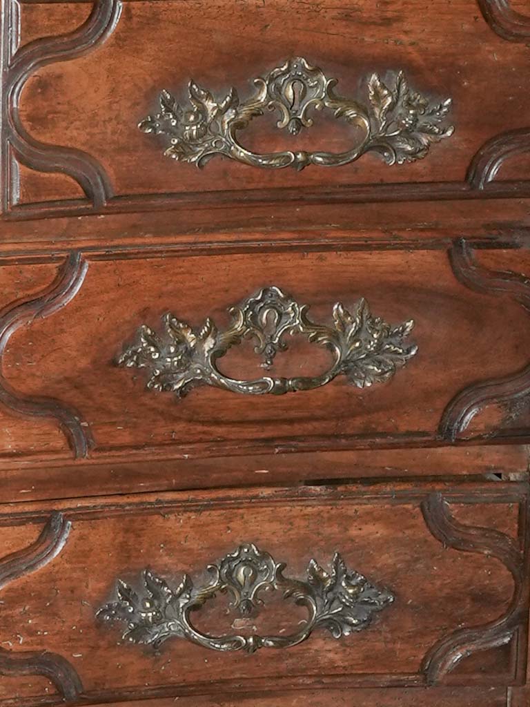 Exquisite 18th-century hand-carved walnut commode