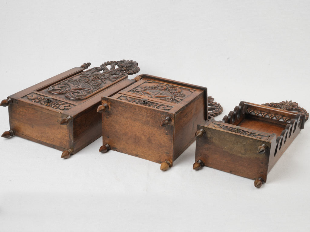 Traditional French carved kitchen boxes