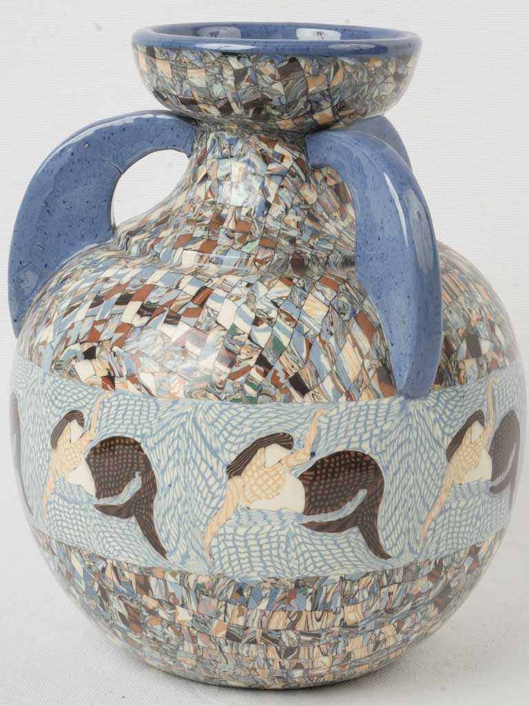 Neriage mosaic pattern ceramic vase