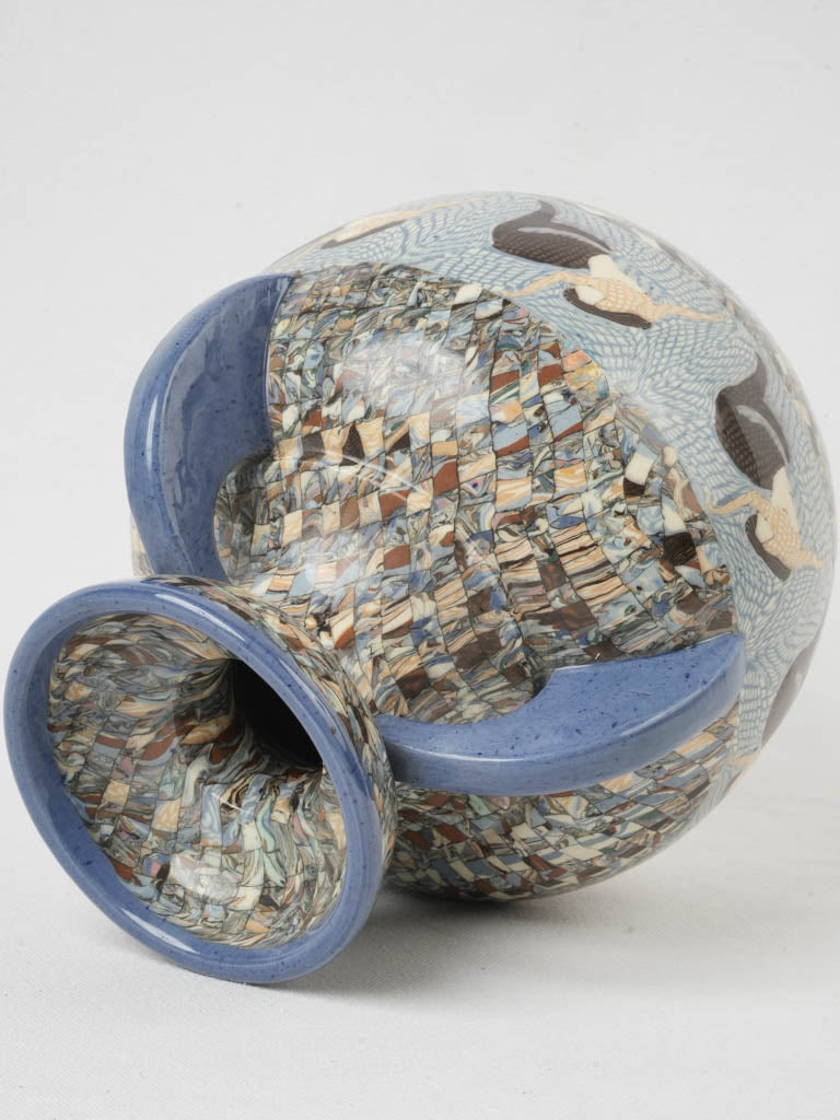 Curved handle decorative vase