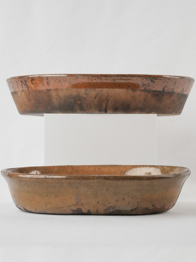Rustic oval antique gratinware