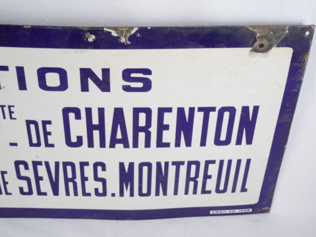 Timeless Paris underground enamel sign