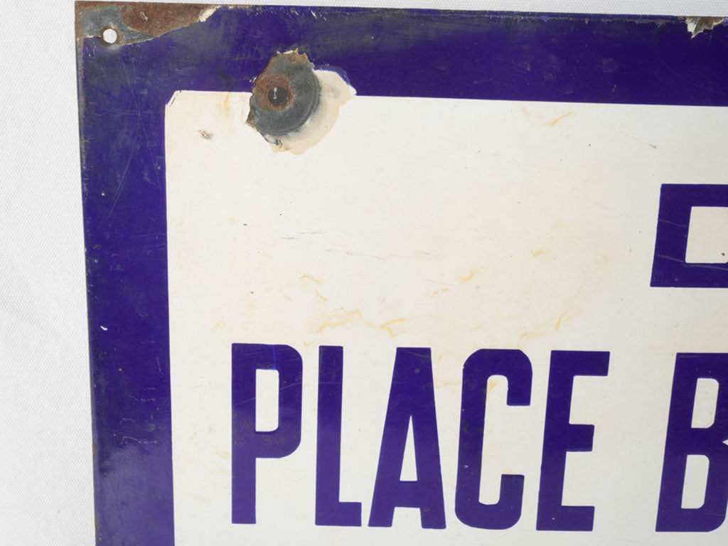 Authentic timeworn Parisian enamel sign