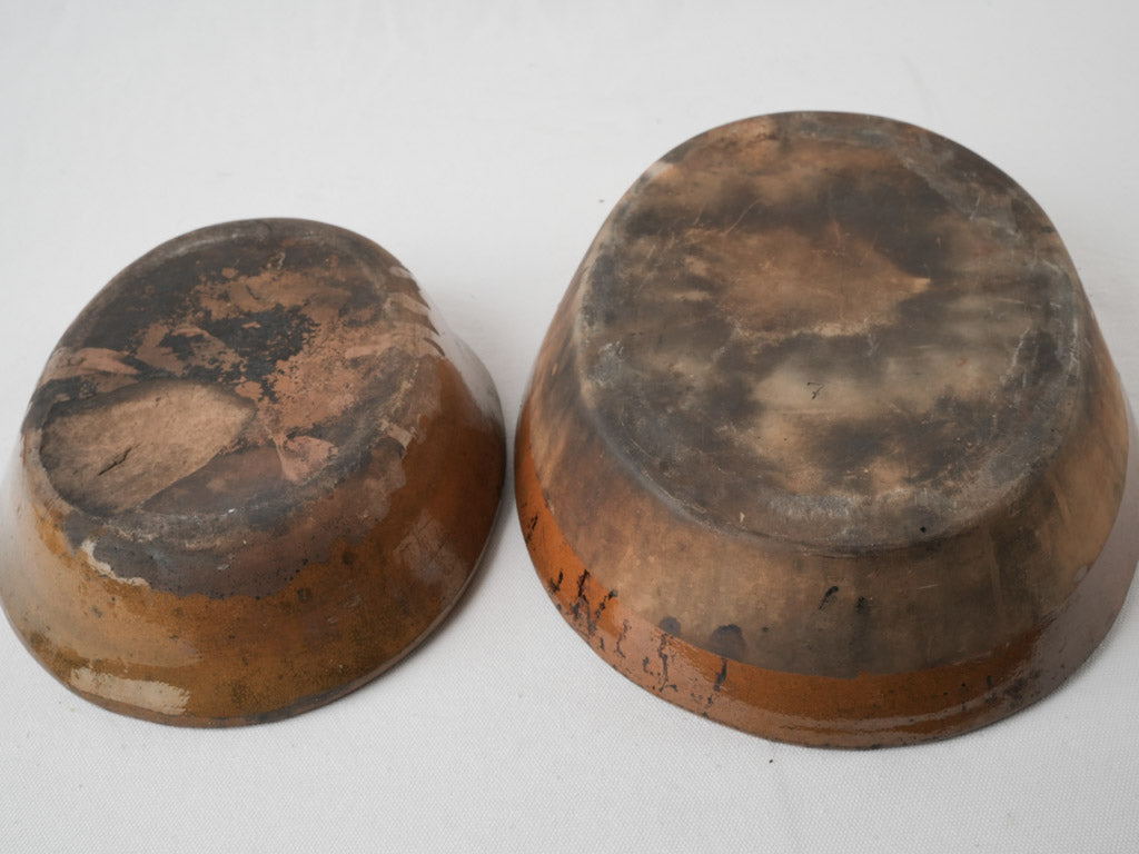 Vintage oval dark glazed gratin dishes