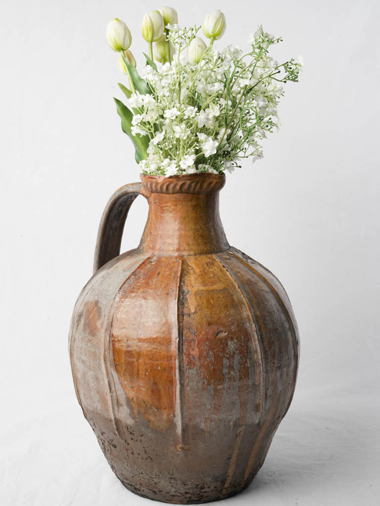 French vintage walnut oil vessel