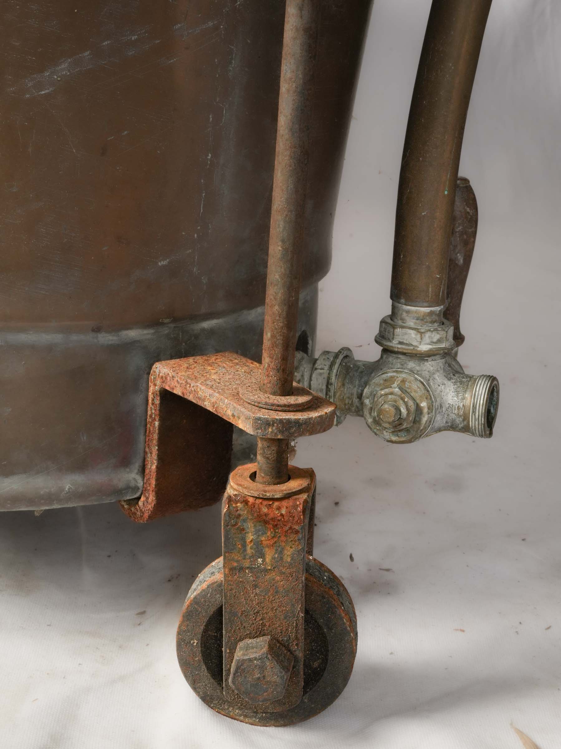 Sculptural antique copper bathtub