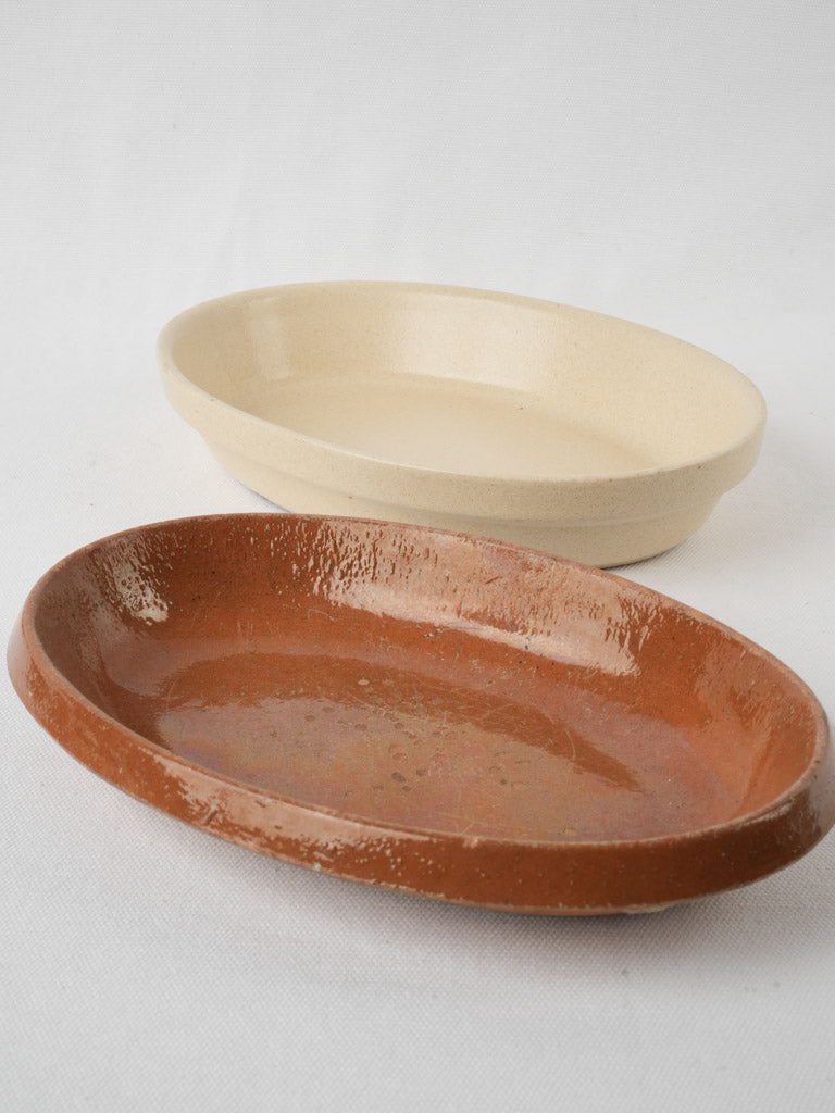 Vintage French maroon oval gratin