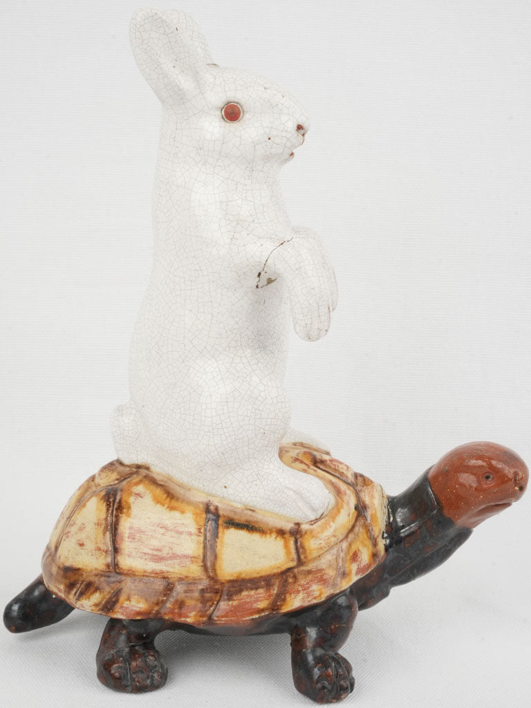 Earthy, crackled glaze bunny collectible