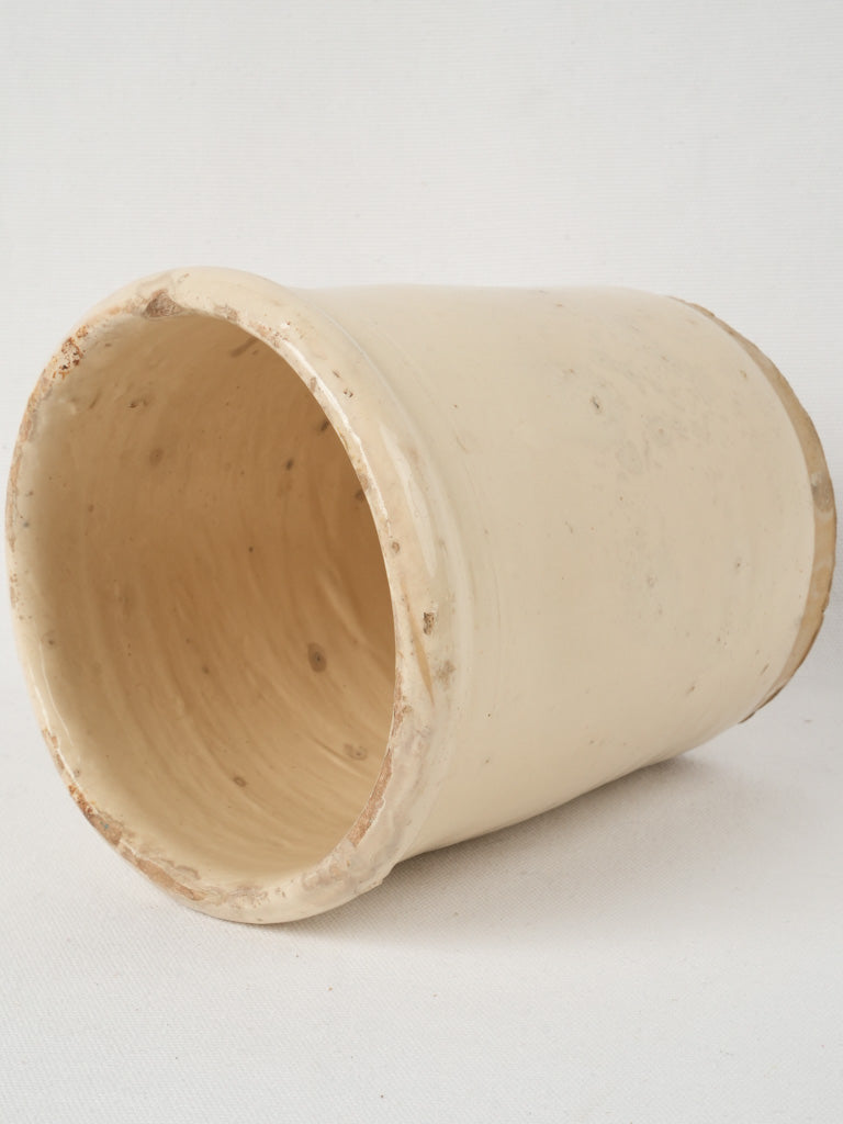 Stylish vintage Italian cream-glazed terracotta pot
