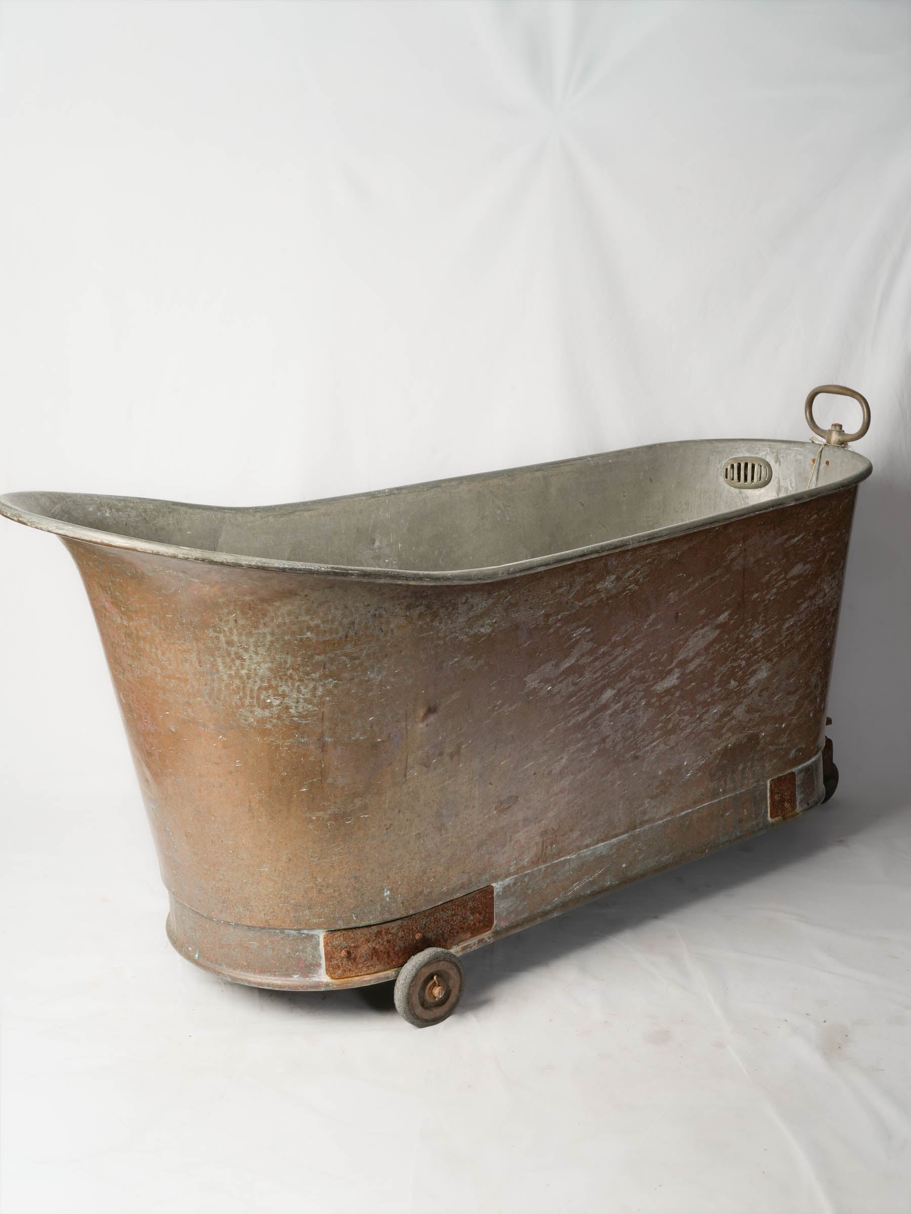 Industrial patina copper bathtub