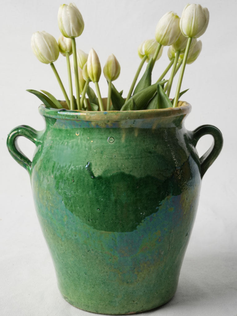 Rustic green glazed confit pot