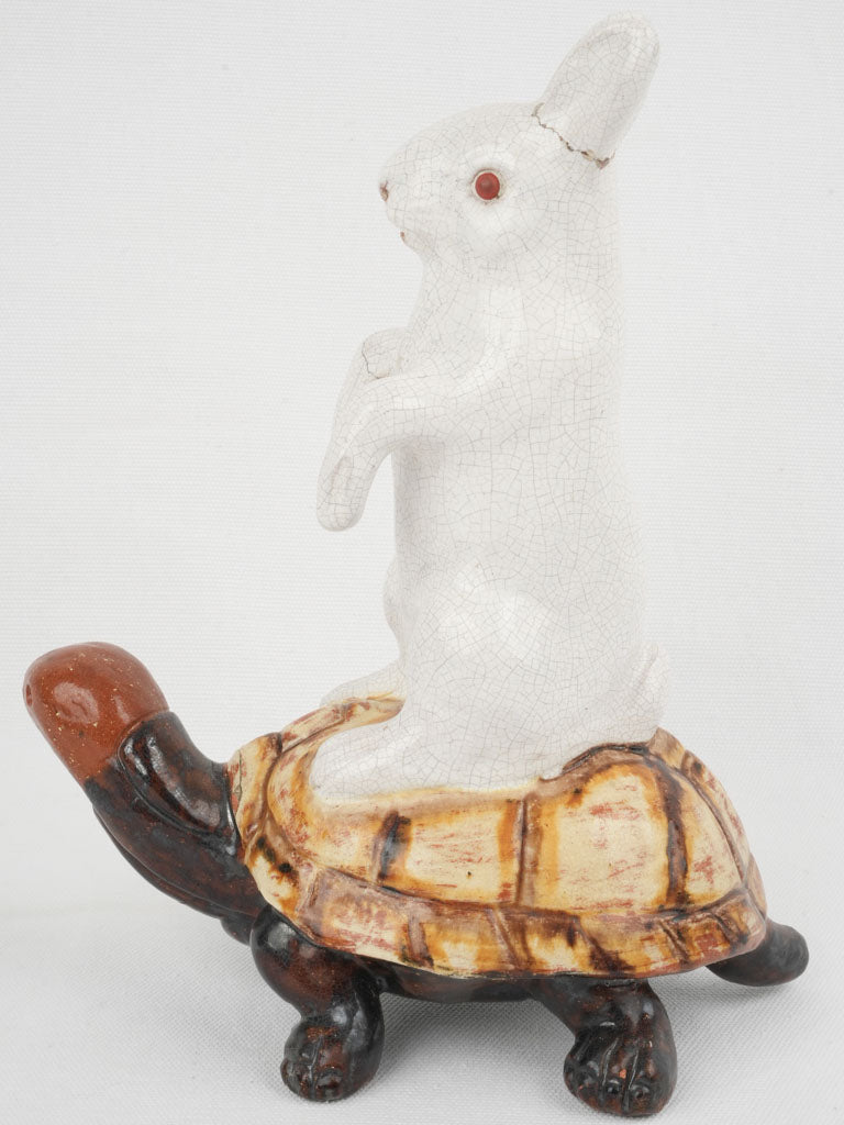 Age-worn ornamental bunny art piece