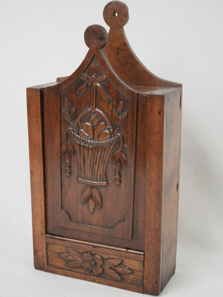 Antique Provençal walnut flour box