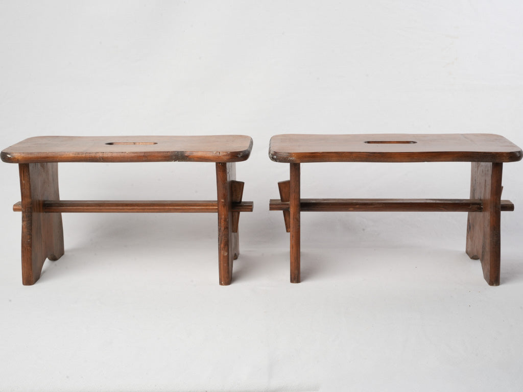 Warm softwood farmhouse stools