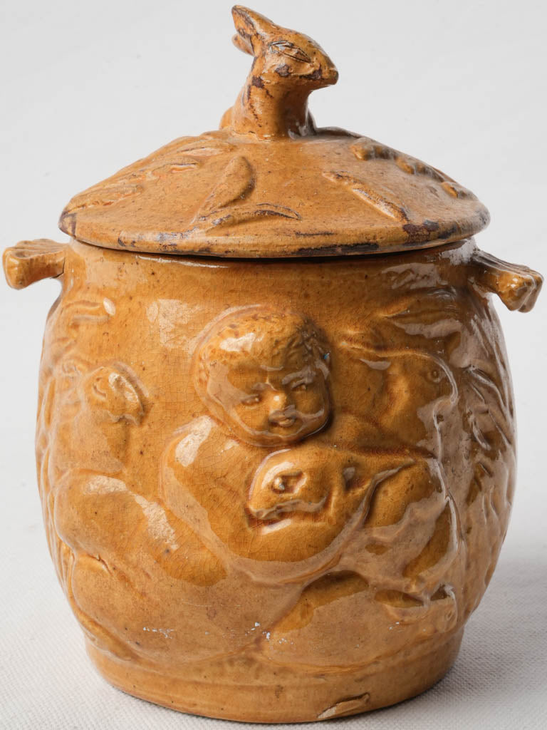 Antique French earthenware tobacco jar