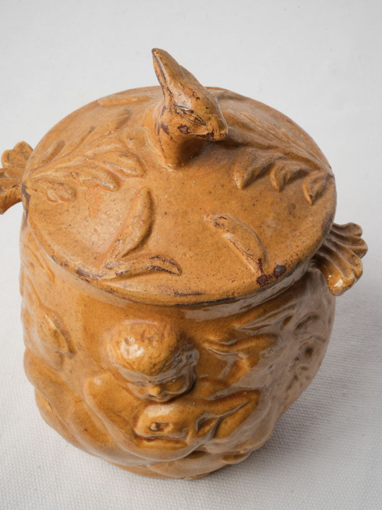 Rustic glazed French storage jar