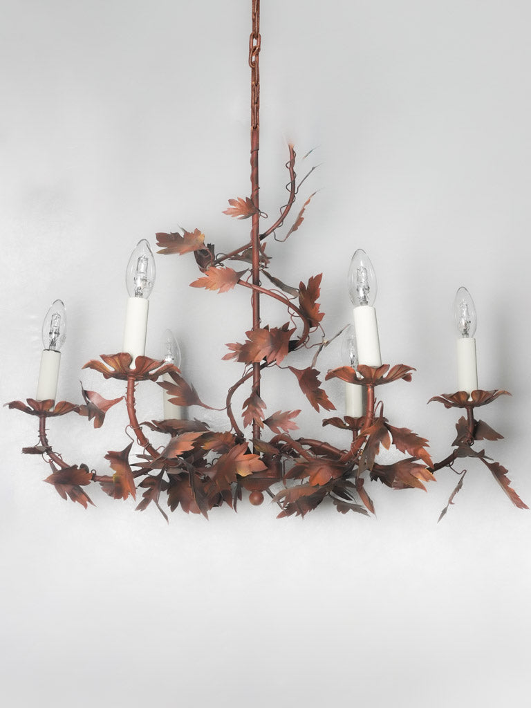 Vintage French handmade chandelier with leaves