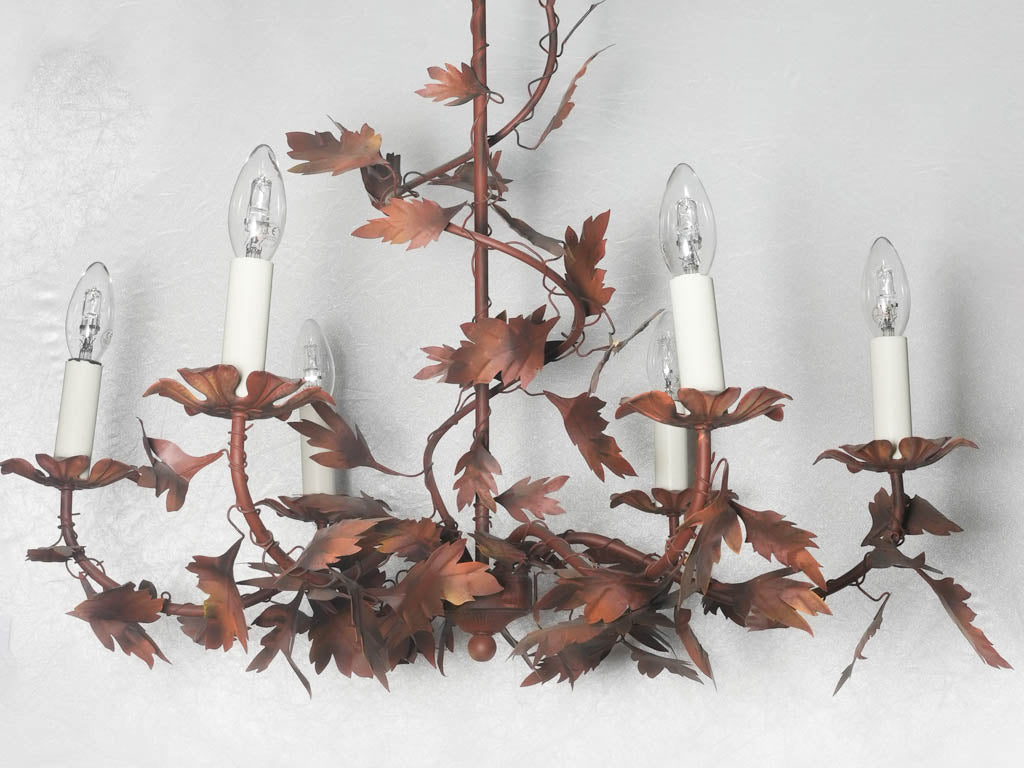 Time-honored sculpted metal leaf chandelier