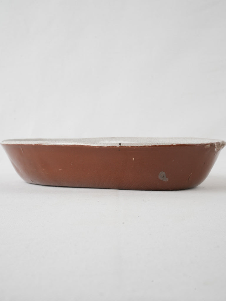 French beige glazed oval gratin dish