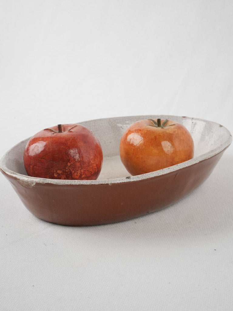 Rustic oval brocante wood oven gratin dish