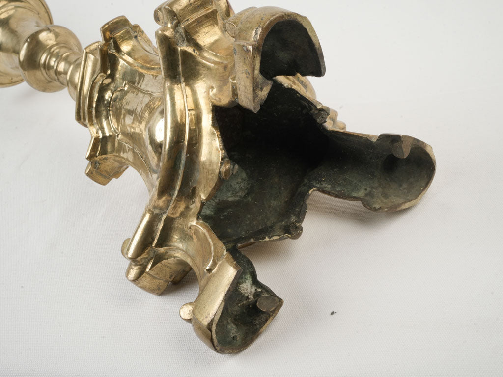 Antique French brass candle fixtures