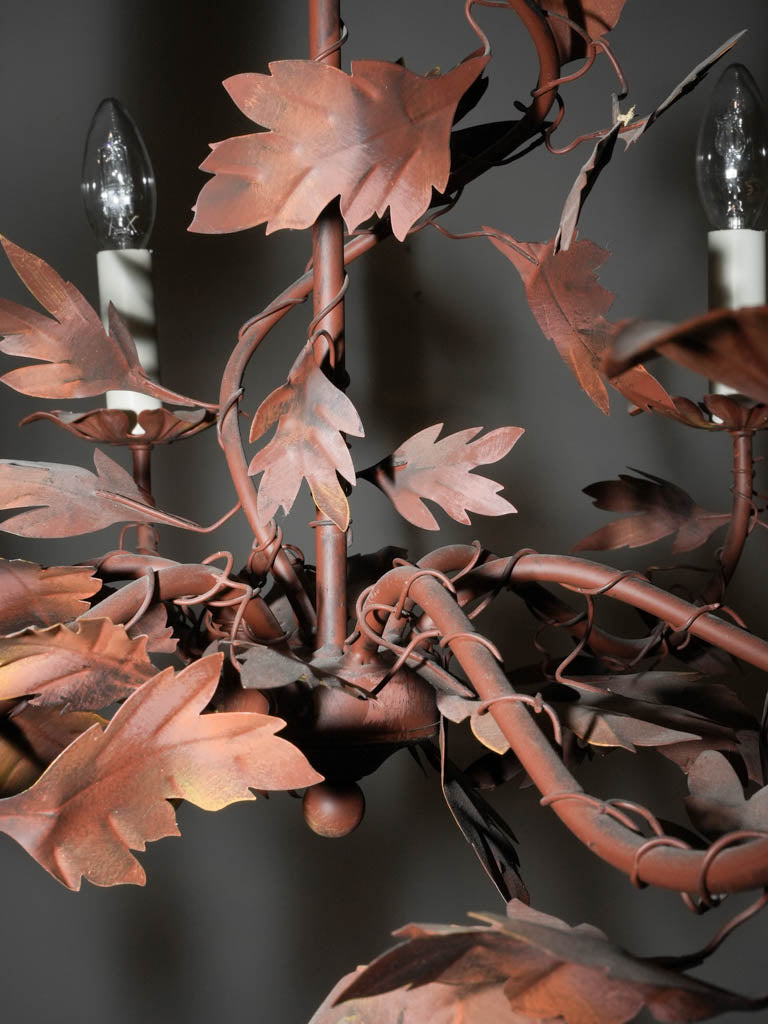 Artisanal vintage oak leaf pendant light