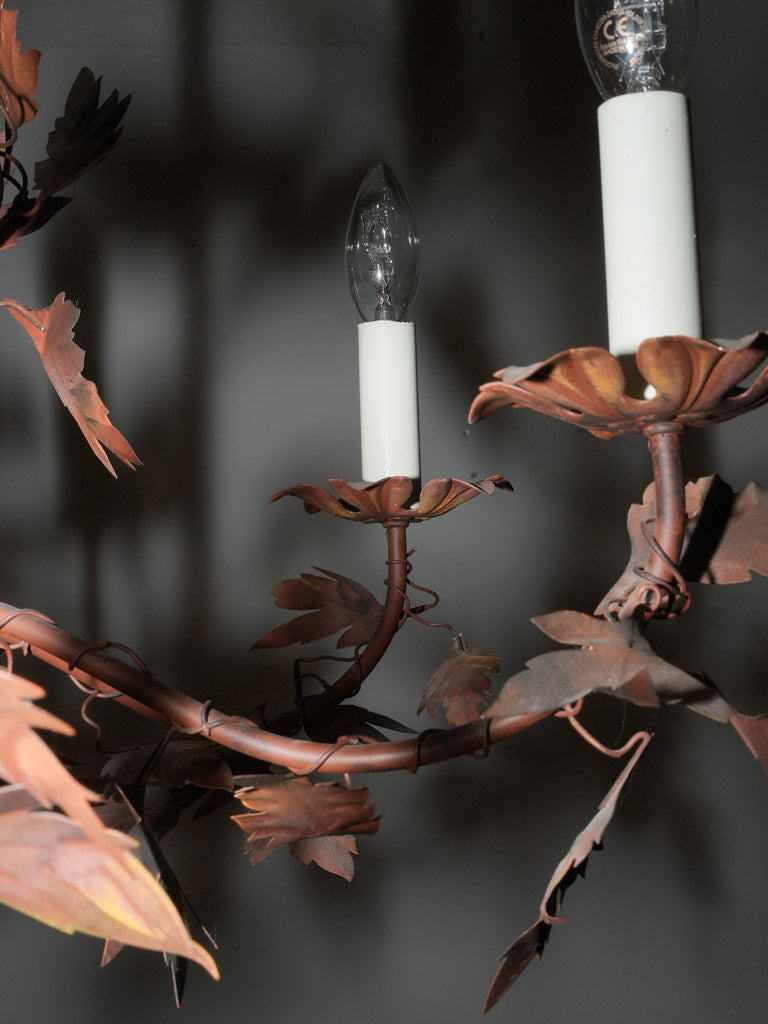 Timeless sculpted metal leaf chandelier fixture