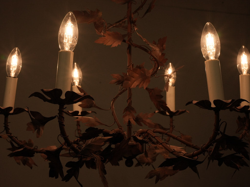 Handmade artisanal oak leaf chandelier lighting
