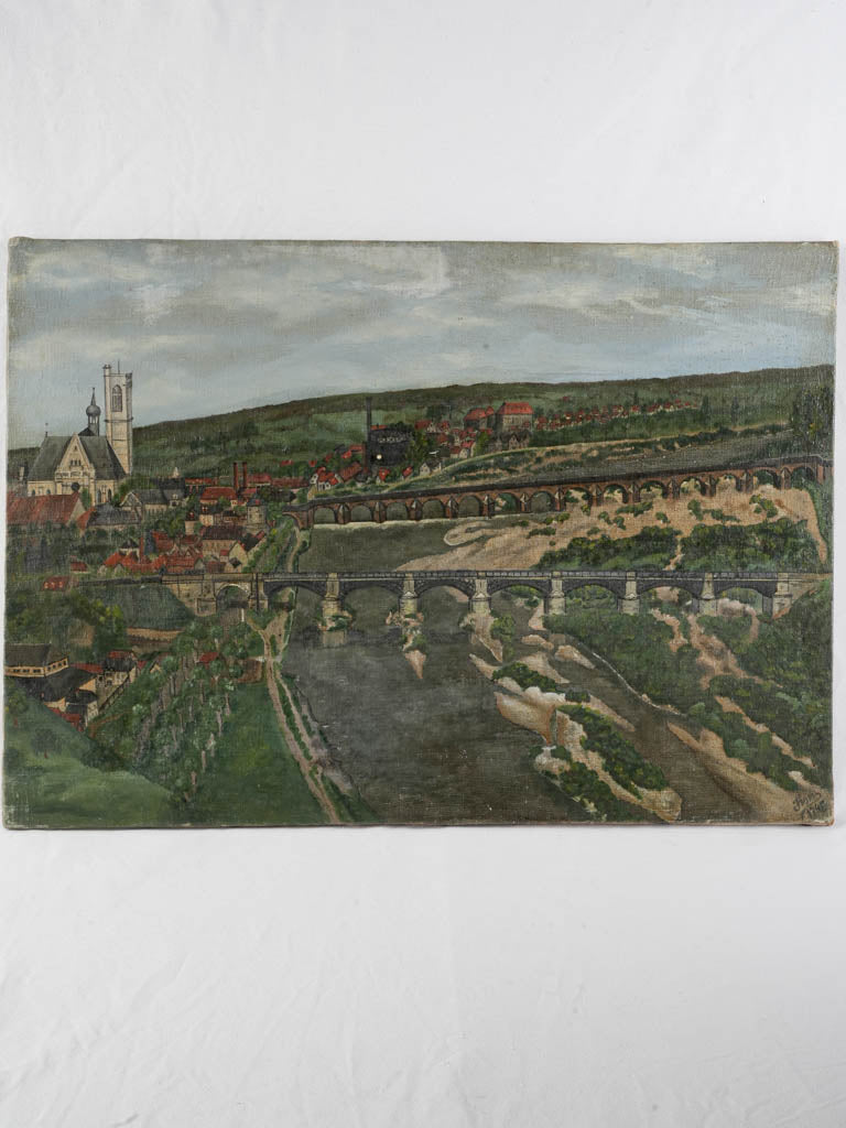 Primitive naïve oil landscape painting