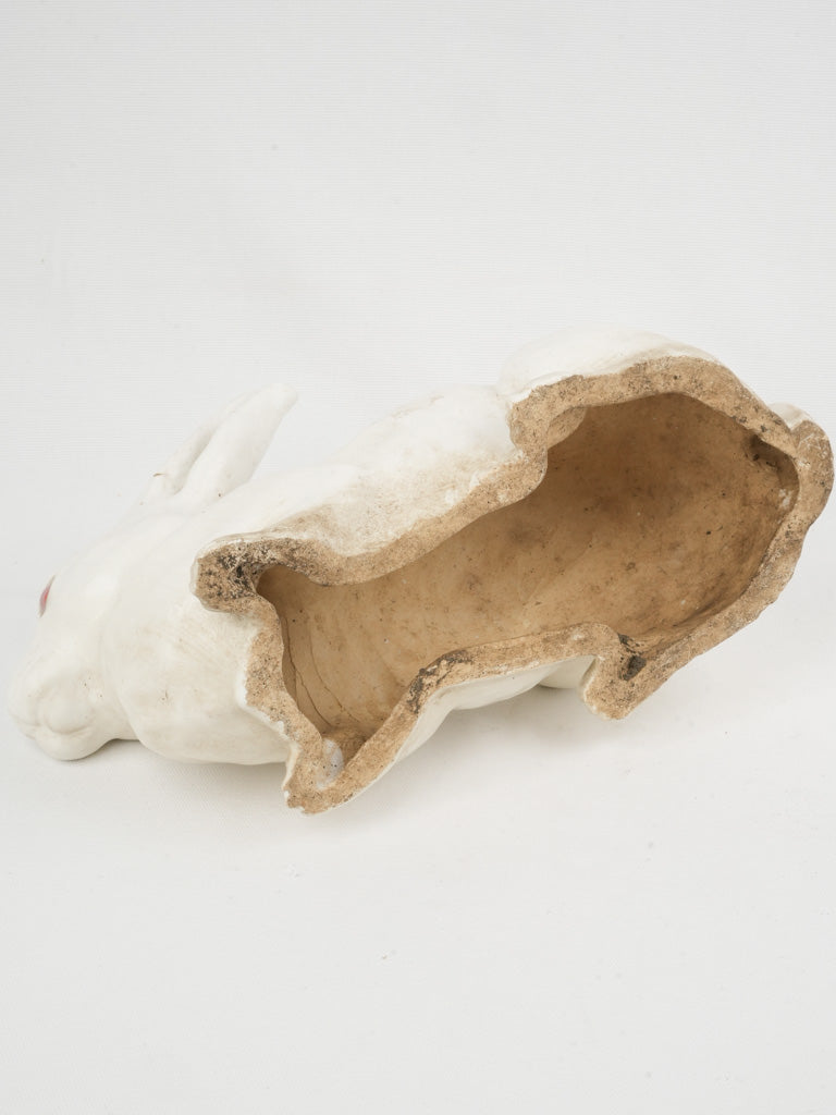 Tin-glazed terracotta rabbit garden art