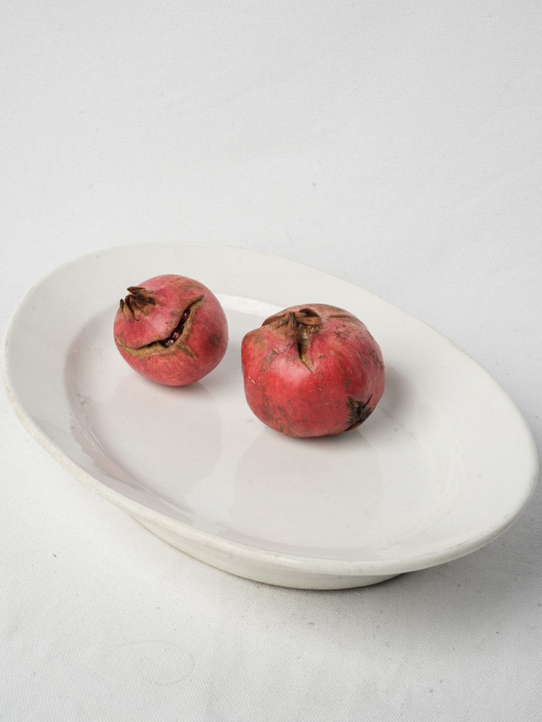 Large Early-20th Century French White-Glazed Oval Serving Dish y- 17¼"